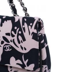 Pre Owned Chanel Black and Pink Fabric Mirror Charm Classic 2.55 Flap Bag