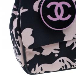 Pre Owned Chanel Black and Pink Fabric Mirror Charm Classic 2.55 Flap Bag