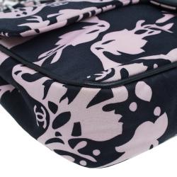 Pre Owned Chanel Black and Pink Fabric Mirror Charm Classic 2.55 Flap Bag