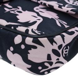 Pre Owned Chanel Black and Pink Fabric Mirror Charm Classic 2.55 Flap Bag