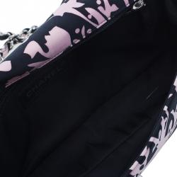 Pre Owned Chanel Black and Pink Fabric Mirror Charm Classic 2.55 Flap Bag