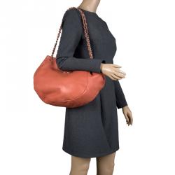 Pre Owned Chanel Vermilion Ultra Soft Leather Sensual Shopping Hobo