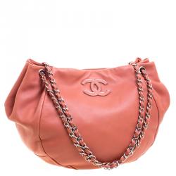 Pre Owned Chanel Vermilion Ultra Soft Leather Sensual Shopping Hobo