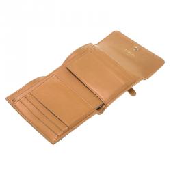 Chanel Beige Quilted Patent Leather Boy Compact Wallet