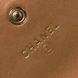 Chanel Beige Quilted Patent Leather Boy Compact Wallet