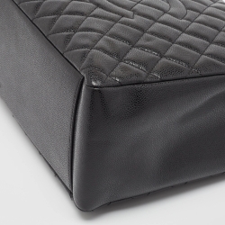 Pre Owned Chanel Black Quilted Caviar Leather Grand Shopping Tote
