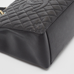 Pre Owned Chanel Black Quilted Caviar Leather Grand Shopping Tote