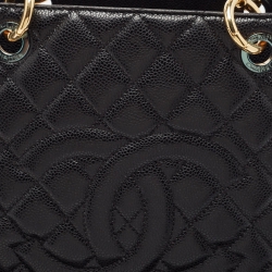 Pre Owned Chanel Black Quilted Caviar Leather Grand Shopping Tote