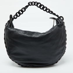Pre Owned Chanel Black Leather CC Modern Chain Hobo