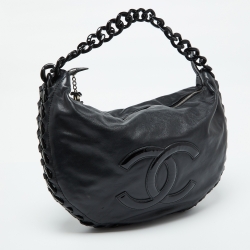 Pre Owned Chanel Black Leather CC Modern Chain Hobo
