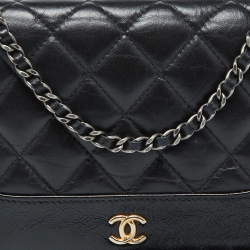 Pre Owned Chanel Black Quilted Leather CC Gabrielle Wallet On Chain