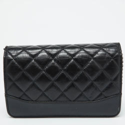 Pre Owned Chanel Black Quilted Leather CC Gabrielle Wallet On Chain