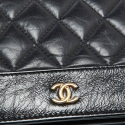 Pre Owned Chanel Black Quilted Leather CC Gabrielle Wallet On Chain