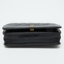 Pre Owned Chanel Black Quilted Leather CC Gabrielle Wallet On Chain