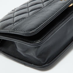 Pre Owned Chanel Black Quilted Leather CC Gabrielle Wallet On Chain