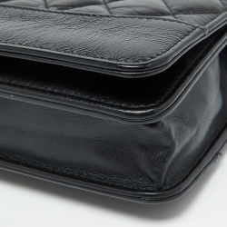 Pre Owned Chanel Black Quilted Leather CC Gabrielle Wallet On Chain