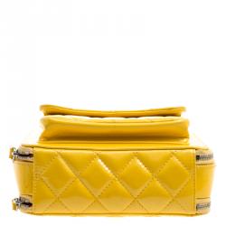 Chanel Yellow Quilted Patent Leather Camera Bag