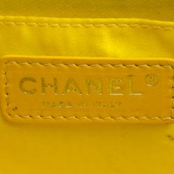 Chanel Yellow Quilted Patent Leather Camera Bag