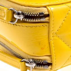 Chanel Yellow Quilted Patent Leather Camera Bag