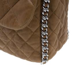 Pre Owned حقيبة شانيل جلد بني ماكسي بسلسلة محيطة وقلاب