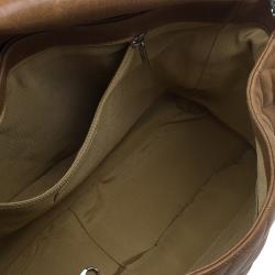 Pre Owned حقيبة شانيل جلد بني ماكسي بسلسلة محيطة وقلاب