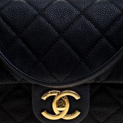 Pre Owned Chanel Matte Black Quilted Leather Classic Flap Top Handle Bag