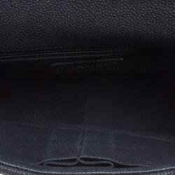 Pre Owned Chanel Matte Black Quilted Leather Classic Flap Top Handle Bag