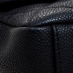 Pre Owned Chanel Matte Black Quilted Leather Classic Flap Top Handle Bag