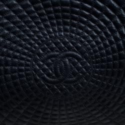 Pre Owned حقيبة يد شانيل سي هيت كبيرة جلد إريدسنت مبطنة سوداء