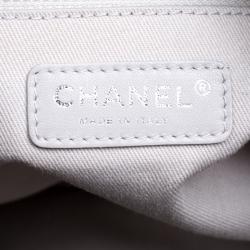 Pre Owned حقيبة يد شانيل سي هيت كبيرة جلد إريدسنت مبطنة سوداء