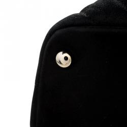 Pre Owned حقيبة يد شانيل سي هيت كبيرة جلد إريدسنت مبطنة سوداء