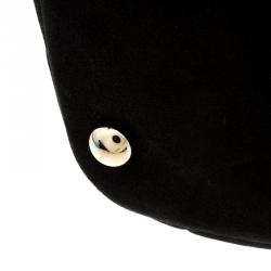 Pre Owned حقيبة يد شانيل سي هيت كبيرة جلد إريدسنت مبطنة سوداء