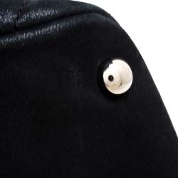 Pre Owned حقيبة يد شانيل سي هيت كبيرة جلد إريدسنت مبطنة سوداء