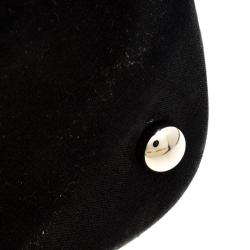 Pre Owned حقيبة يد شانيل سي هيت كبيرة جلد إريدسنت مبطنة سوداء