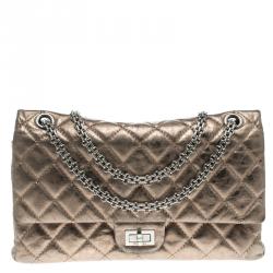 Pre Owned حقيبة شانيل  قلاب 226 كلاسيك 2.55 ريإيشو جلد مبطنة ذهبية
