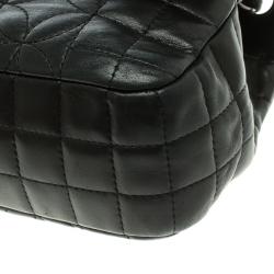 Pre Owned حقيبة شانيل كلاسيك جلد أسود منقوش صغيرة بقلاب