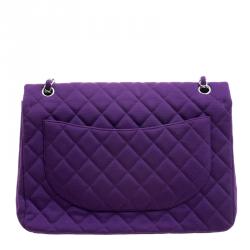 Pre Owned حقيبة قلاب شانيل ماكسي كلاسيك جيرسيه بنفسجي مبطن