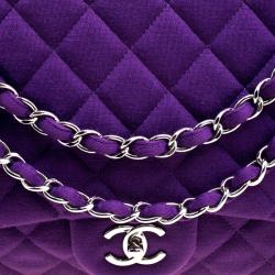 Pre Owned حقيبة قلاب شانيل ماكسي كلاسيك جيرسيه بنفسجي مبطن