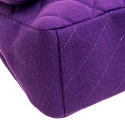 Pre Owned حقيبة قلاب شانيل ماكسي كلاسيك جيرسيه بنفسجي مبطن