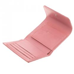 Chanel Pink Chevron Leather Compact Wallet
