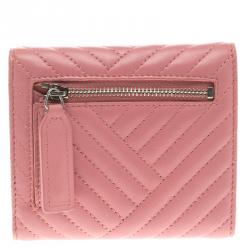 Chanel Pink Chevron Leather Compact Wallet