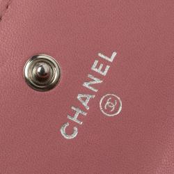 Chanel Pink Chevron Leather Compact Wallet