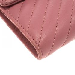 Chanel Pink Chevron Leather Compact Wallet