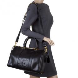 Vintage Chanel Boston Speedy Black Caviar Leather Hand Bag