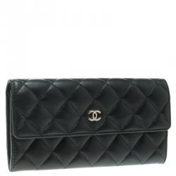Chanel Black Quilted Leather CC Flap Continental Wallet