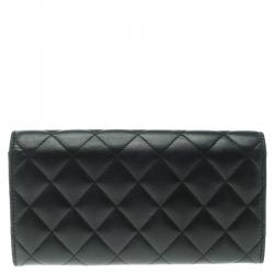 Chanel Black Quilted Leather CC Flap Continental Wallet