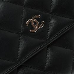 Chanel Black Quilted Leather CC Flap Continental Wallet
