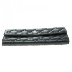 Chanel Black Quilted Leather CC Flap Continental Wallet