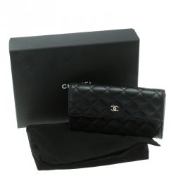 Chanel Black Quilted Leather CC Flap Continental Wallet