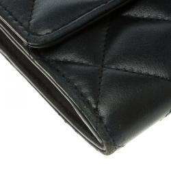 Chanel Black Quilted Leather CC Flap Continental Wallet